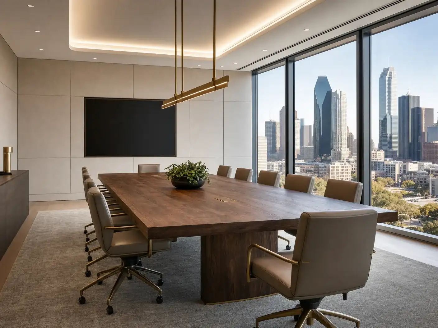 LA executive boardroom with acoustic-fabric feature wall
