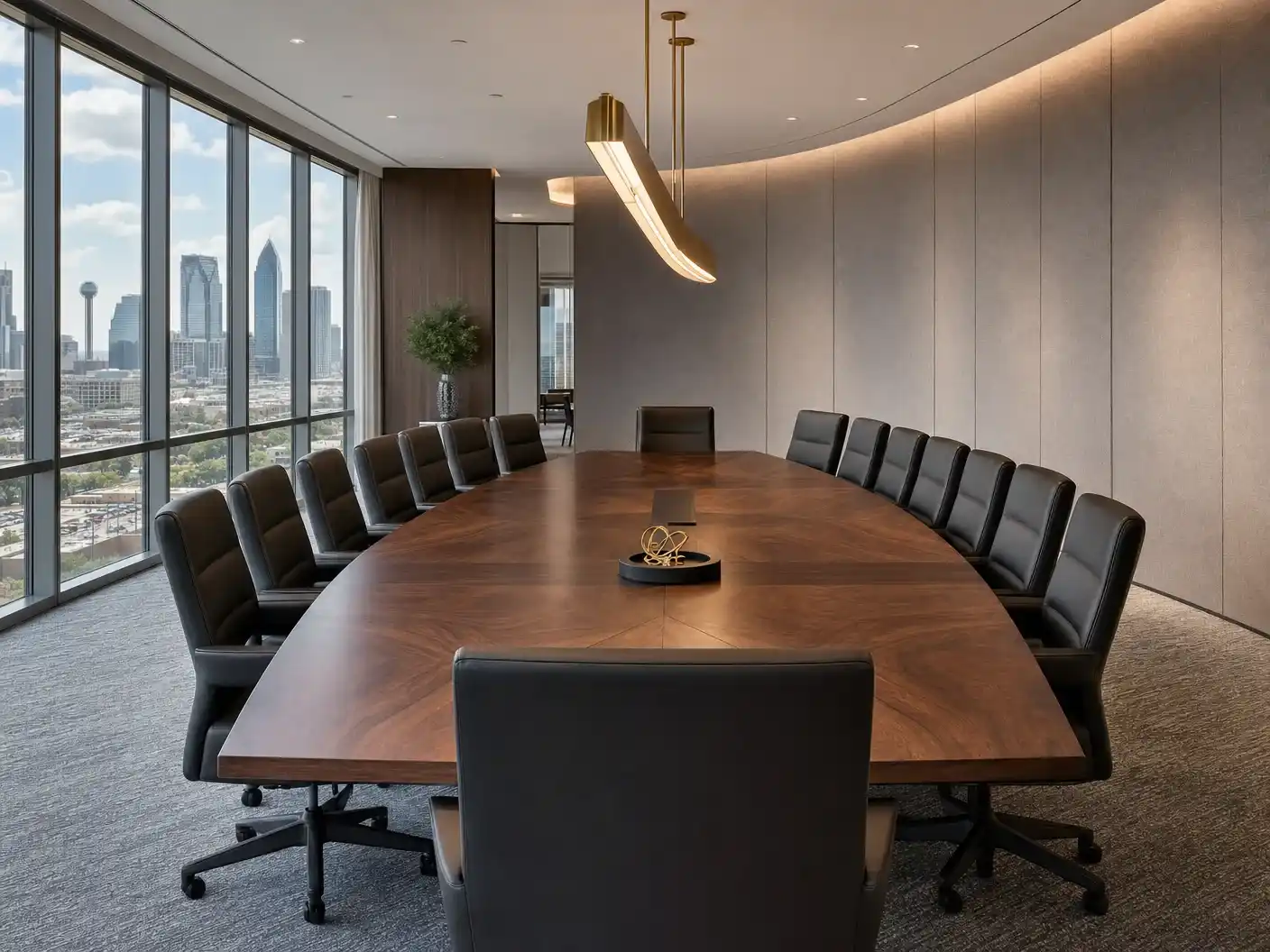 Downtown LA executive boardroom with curved acoustic panels